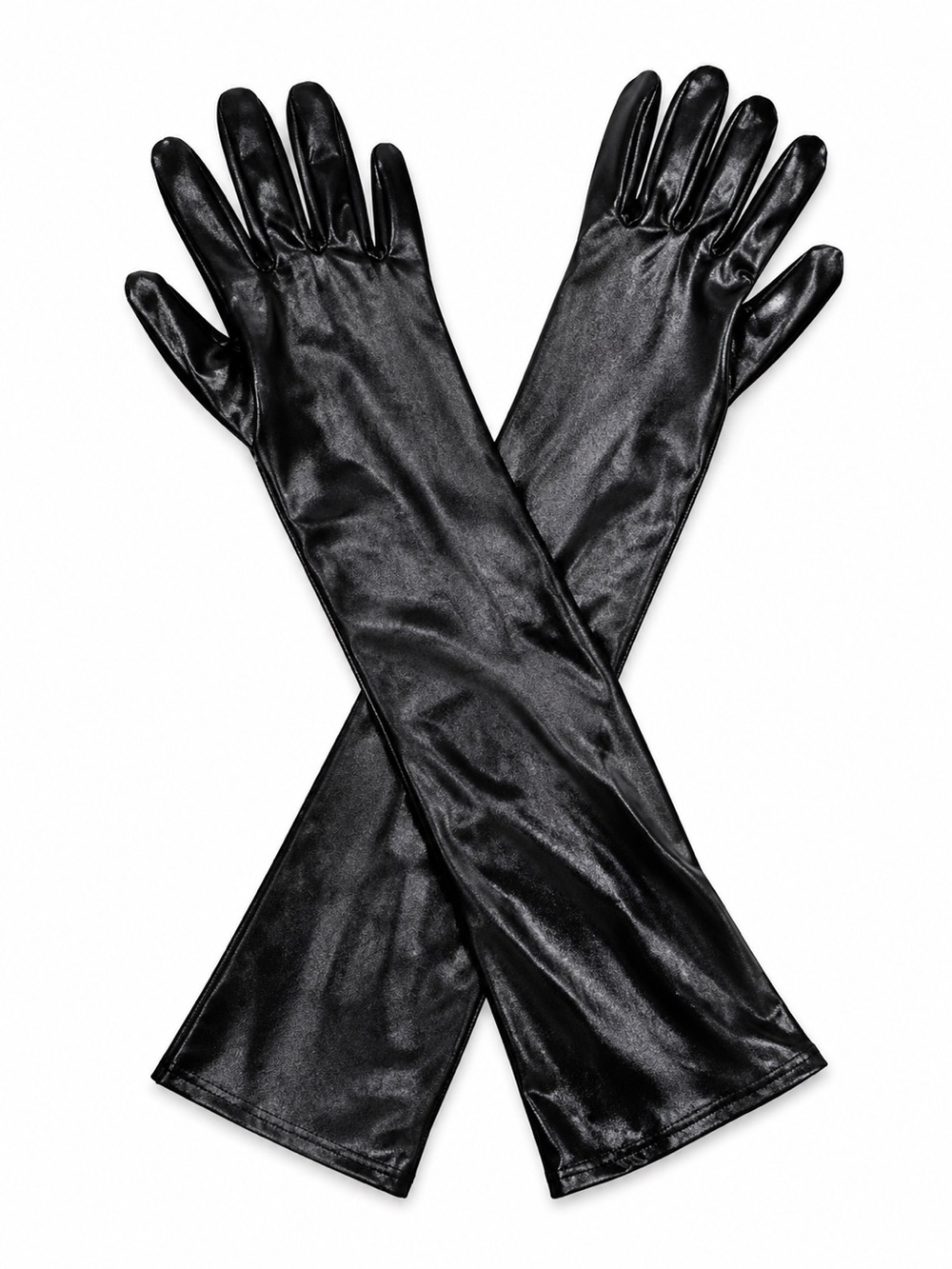 Black Satin Opera Gloves Long Over-the-Elbow Costume Gloves